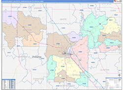 Lafayette-West Lafayette Metro Area Wall Map Color Cast Style 2026